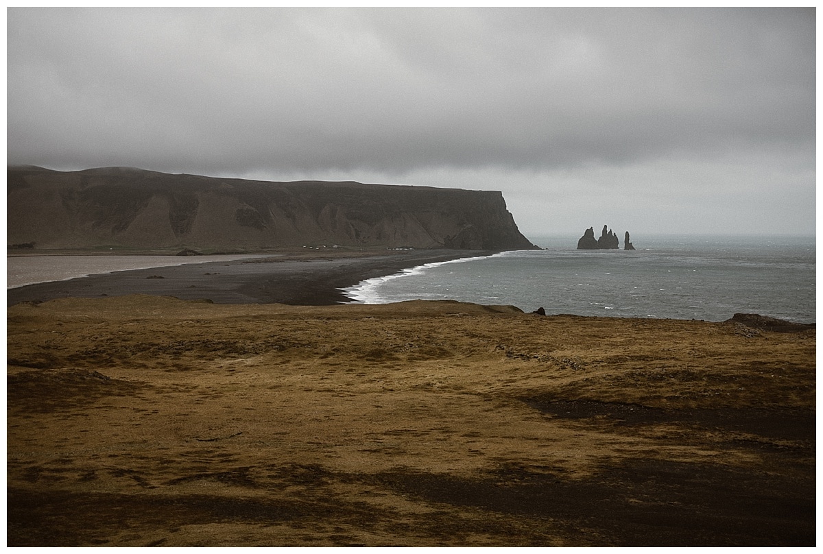 Landscape of the ocean and a cliff in Iceland. 