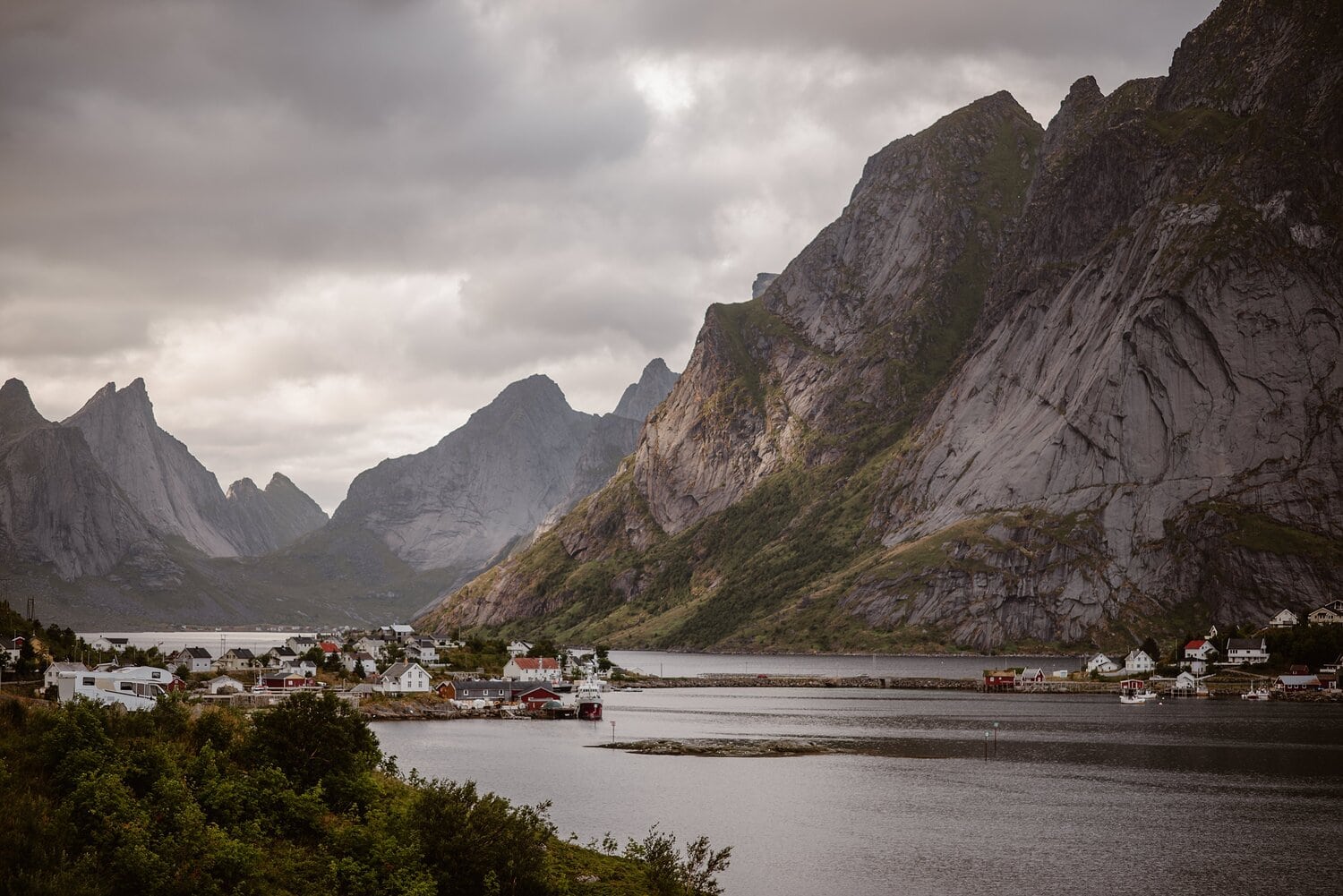 Landscape of the mountains and water at the Lofoten Islands in Norway.